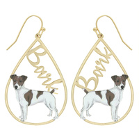 BARK OPEN TEARDROP JACK RUSSELL DOG EARRINGS