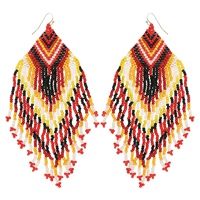 NATIVE AMERICAN BEADED TASSEL LONG DROP EARRINGS