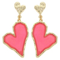 IRREGULAR METAL HEART ENAMEL COATED DROP EARRINGS