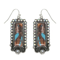 WESTERN RECTANGLE TURQUOISE CONCHO DROP EARRINGS