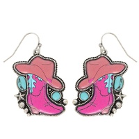 WESTERN TURQUOISE COWBOY BOOTS & HAT EARRINGS