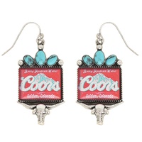 WESTERN STONE LONGHORN COORS WATER EARRINGS