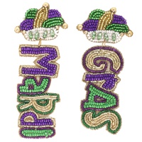 JESTER HAT GEMSTONE MARDI GRAS BEADED EARRINGS