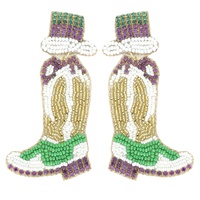 MARDI GRAS FLAME COWBOY BOOTS BEADED EARRINGS