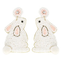 EASTER BUNNY BEADED EMBROIDERY DROP EARRINGS