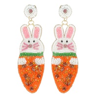 EASTER BUNNY CARROT BEADED GEMSTONE EARRINGS