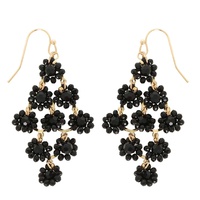 FLORAL CLUSTER BEADED CHANDELIER DROP EARRINGS