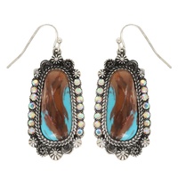 WESTERN TRAPEZOID TURQUOISE CONCHO DROP EARRINGS