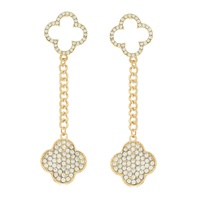 QUATREFOIL CLOVER CRYSTAL PAVE LONG DROP EARRINGS