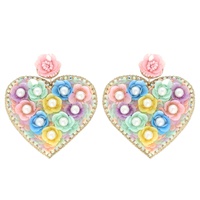 FLORAL VALENTINE HEART SHAPED BEADED EARRINGS
