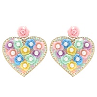 FLORAL VALENTINE HEART SHAPED BEADED EARRINGS