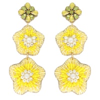 3-TIER JEWELED FLORAL BEAD MIX DROP EARRINGS