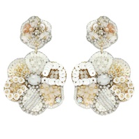 2-TIER JEWELED FLORAL BEAD MIX DROP EARRINGS