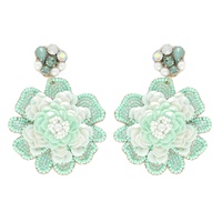 2-TIER JEWELED FLORAL BEAD MIX DROP EARRINGS