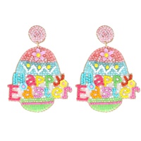 HAPPY EASTER EASTER EGG LETTERING BEADED EARRINGS