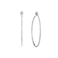 RHINESTONE WIRE HOOP EARRING