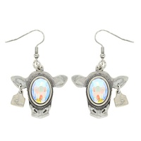 WESTERN CATTLE TAG COW GEMSTONE EARRINGS