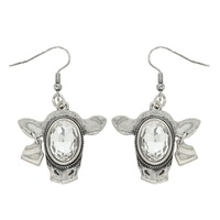 WESTERN CATTLE TAG COW GEMSTONE EARRINGS