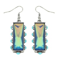 WESTERN TURQUOISE RECTANGLE GEMSTONE EARRINGS