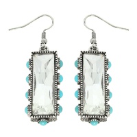 WESTERN TURQUOISE RECTANGLE GEMSTONE EARRINGS