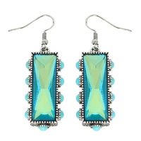 WESTERN TURQUOISE RECTANGLE GEMSTONE EARRINGS