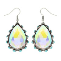 WESTERN TEARDROP CUT GEMSTONE TURQUOISE EARRINGS