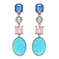 WESTERN TURQUOISE GEMSTONE LINEAR EARRINGS