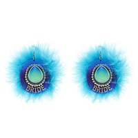 BRIDE WESTERN COWBOY HAT OPAL FEATHER EARRINGS