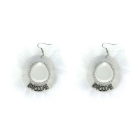 BRIDE WESTERN COWBOY HAT OPAL FEATHER EARRINGS
