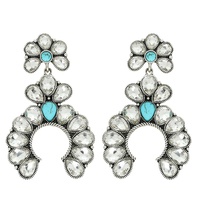 WESTERN SQUASH BLOSSOM TURQUOISE GEMSTONE EARRINGS