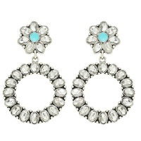 WESTERN OPEN CIRCLE TURQUOISE GEMSTONE EARRINGS