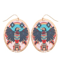 WESTERN THUNDERBIRD PRINTED OVAL EARRINGS