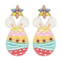 BUNNY EARS EASTER EGG BEADED JEWELED EARRINGS