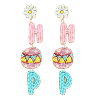FLORAL EASTER EGG LETTER  BEADED EARRINGS