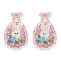RIBBON EASTER BUNNY TEARDROP BEADED EARRINGS