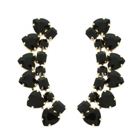 HEART CUT GEMSTONE CLUSTER CURVED DROP EARRINGS