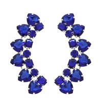 HEART CUT GEMSTONE CLUSTER CURVED DROP EARRINGS