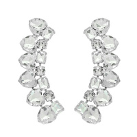 HEART CUT GEMSTONE CLUSTER CURVED DROP EARRINGS