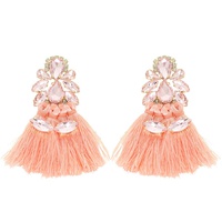 BOHO GEMSTONE CLUSTER THREAD TASSEL EARRINGS