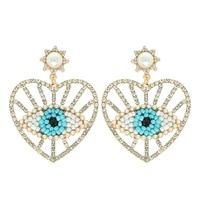 GOOD VIBES EVIL EYE HEART SHAPED BEADED EARRING