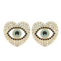 GOOD VIBES EVIL EYE HEART SHAPED PAVE EARRINGS