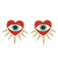 SUNBURST HEART SHAPED EVIL EYE EARRINGS