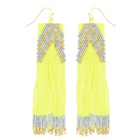 NATIVE AMERICAN BEADED TASSEL LONG DROP EARRINGS
