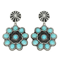 2-TIER WESTERN FLORALTURQUOISE DROP EARRINGS