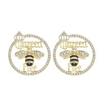 LUX STYLE QUEEN BEE OPEN CIRCLE DROP EARRINGS