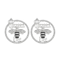 LUX STYLE QUEEN BEE OPEN CIRCLE DROP EARRINGS
