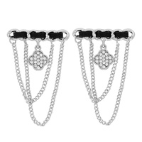 QUATREFOIL CRYSTAL PAVE WOVEN BAR CHAIN EARRINGS