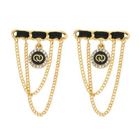 INTERLOCKING CIRCLE WOVEN BAR CHAIN EARRINGS