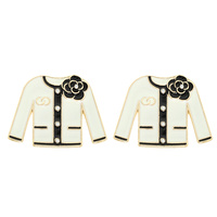 FASHIONISTA CONTRAST TRIM CARDIGAN JACKET EARRINGS