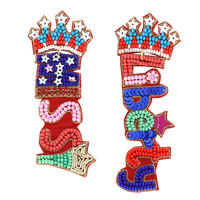 MISS LIBERTY PATRIOTIC LETTER BEADED EARRINGS